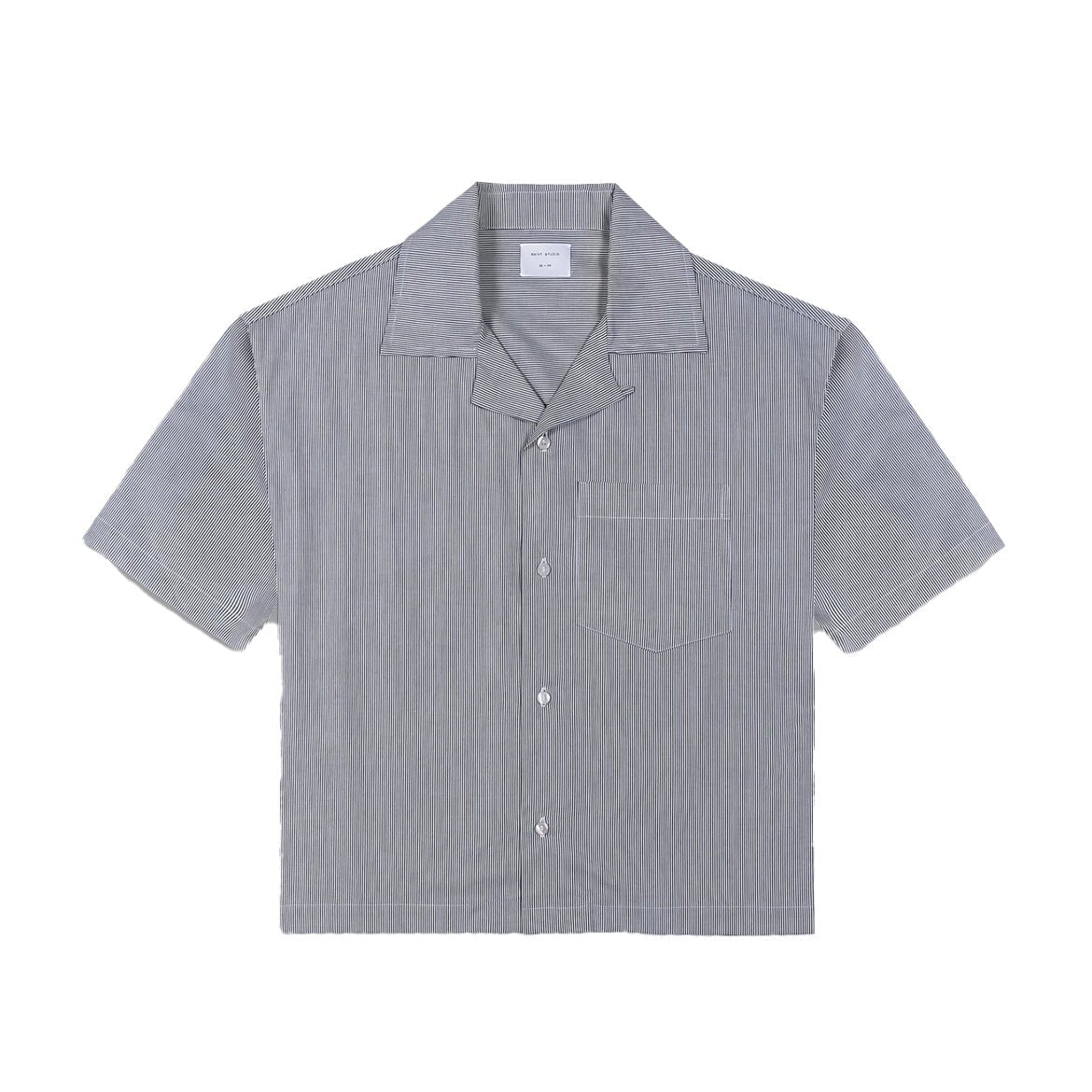 Camisa Manga Curta Boxy Saint Studio Egípcio Listrada Marinho