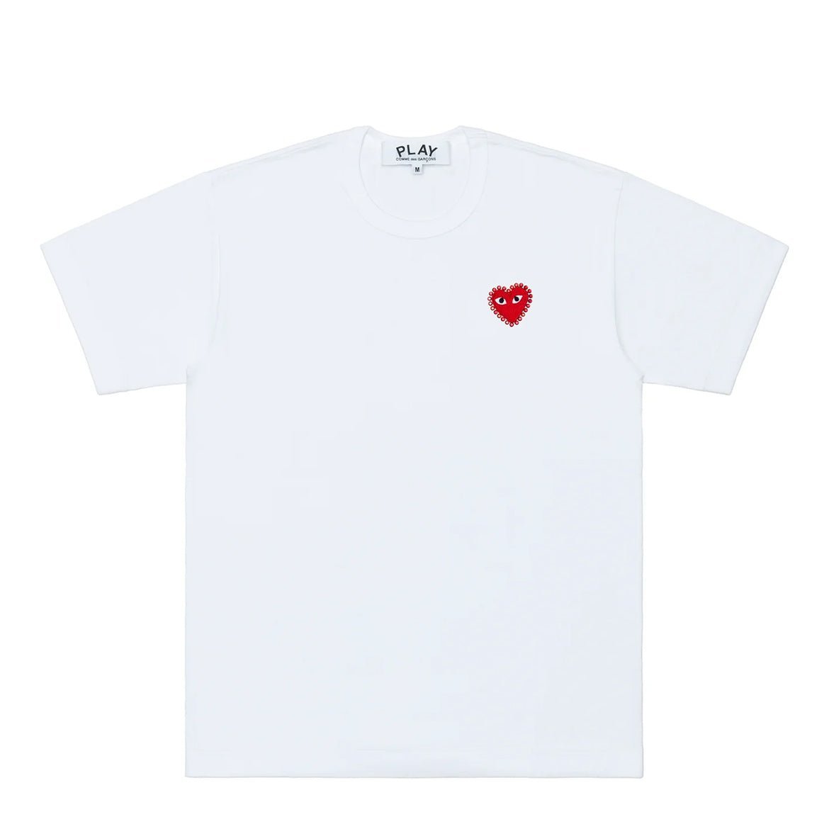 Camiseta Comme des Garçons Emblem Rhinestone White/Red Branco