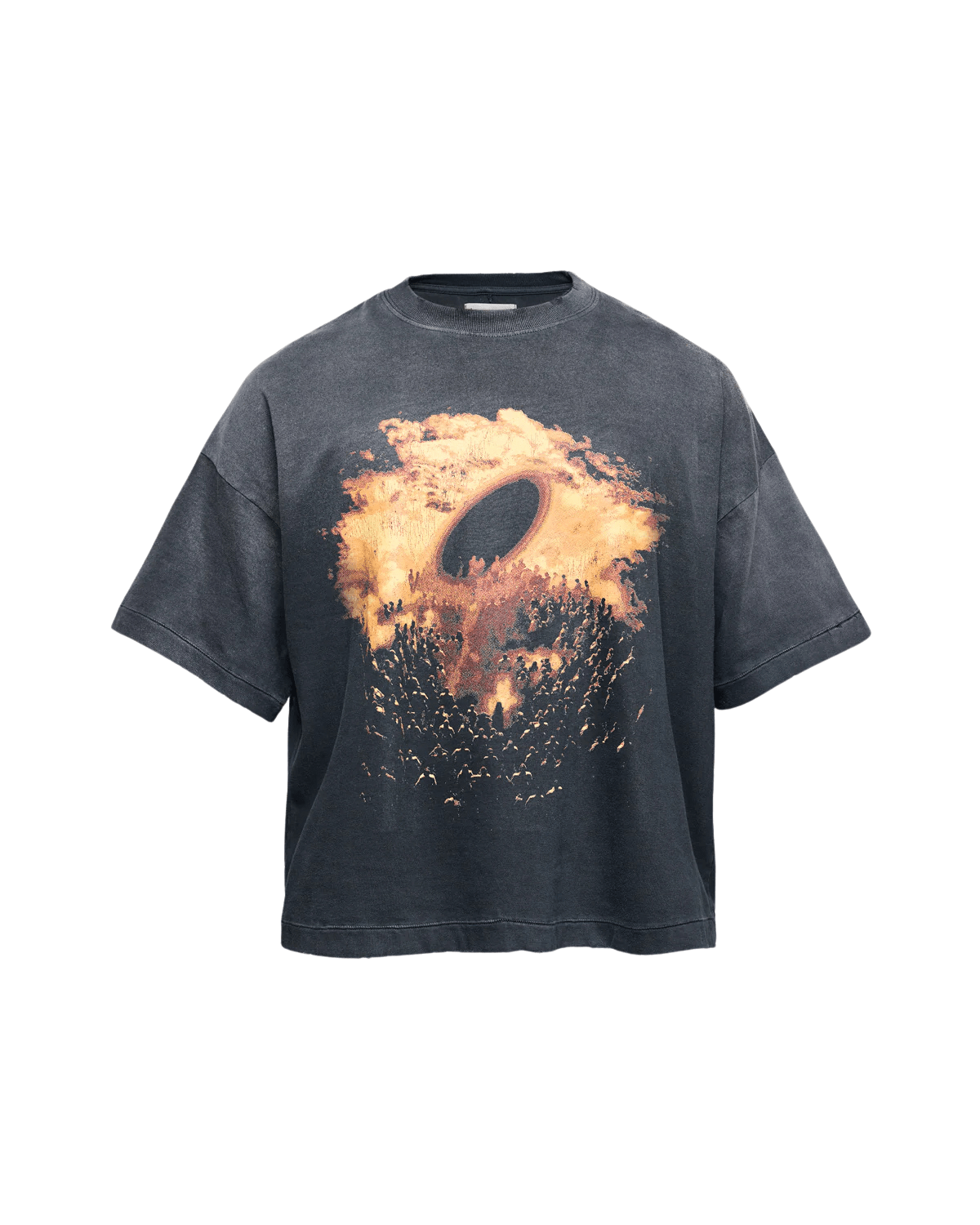 Camiseta Egho Studios Boxy Faded 'O Culto' Cinza