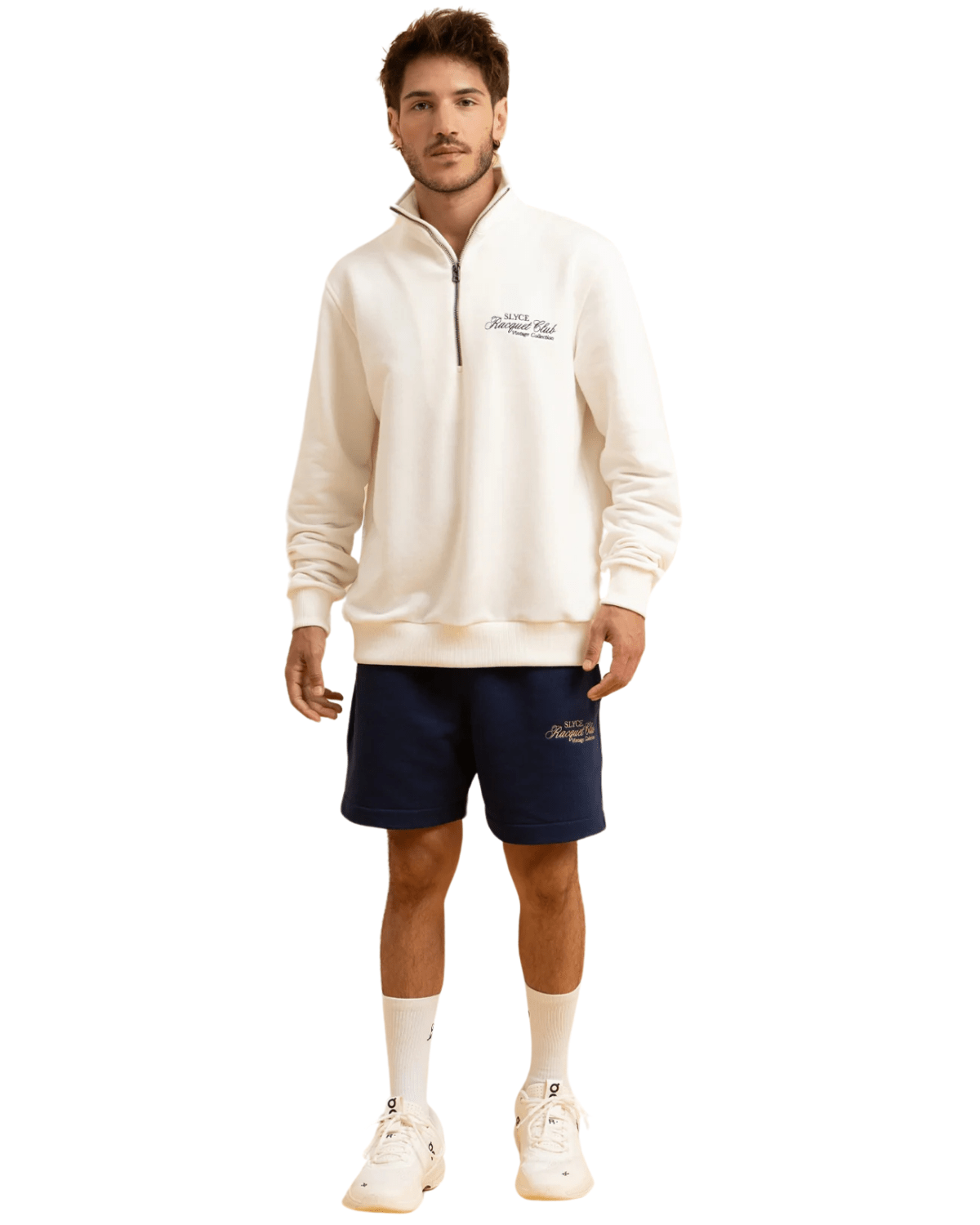 Pulôver Slyce Frenchterry Zipper Off White - Visual 1