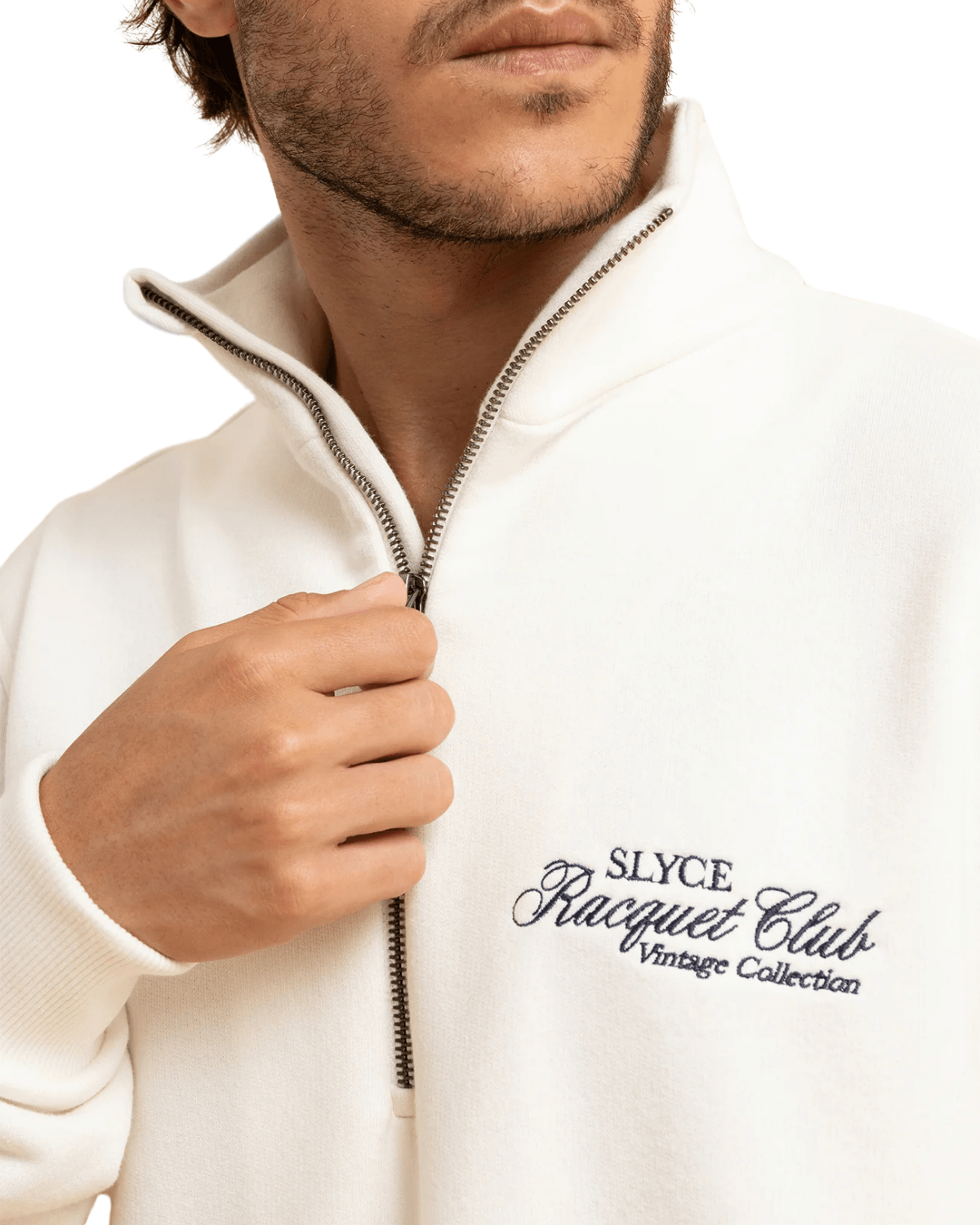 Pulôver Slyce Frenchterry Zipper Off White - Visual 3