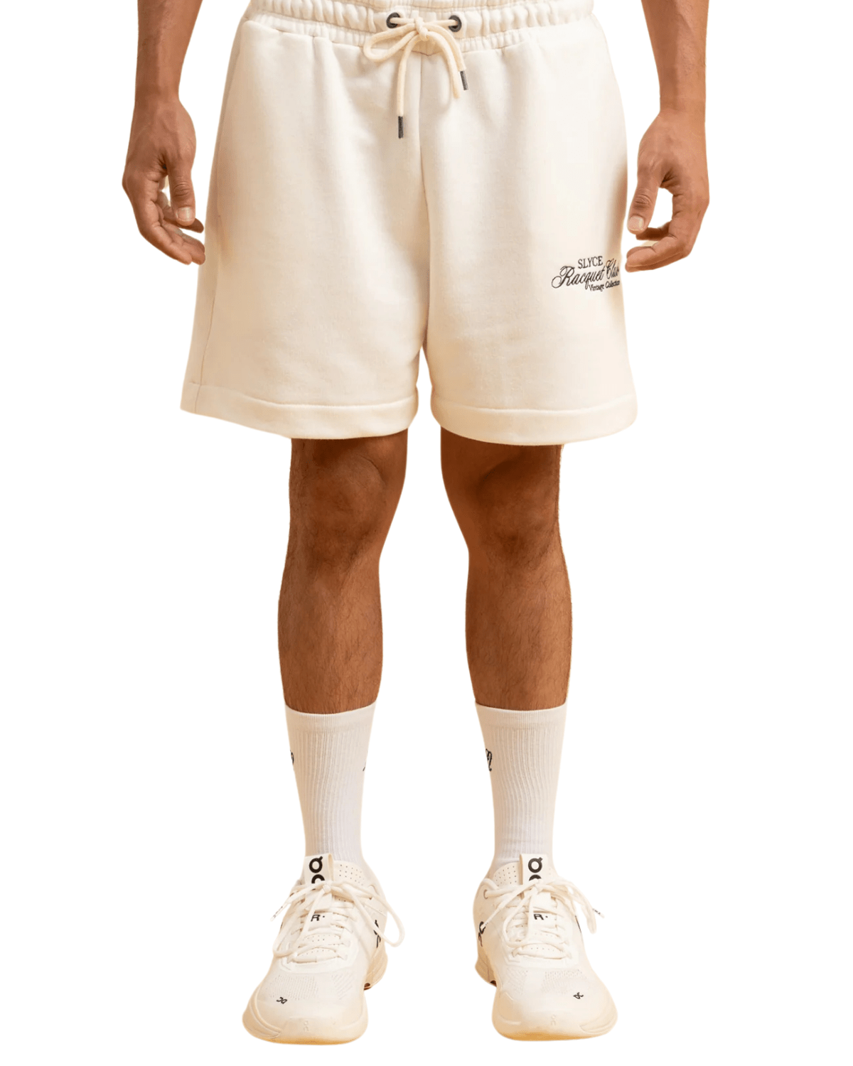 Shorts Slyce Frenchterry Off White - Detalhe do logo