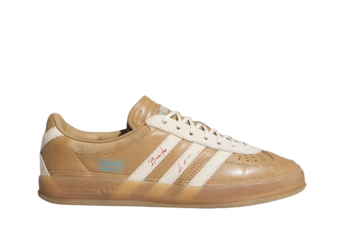 Tênis adidas Bad Bunny Gazelle Indoor x Messi Cardboard Marrom - Vista Lateral