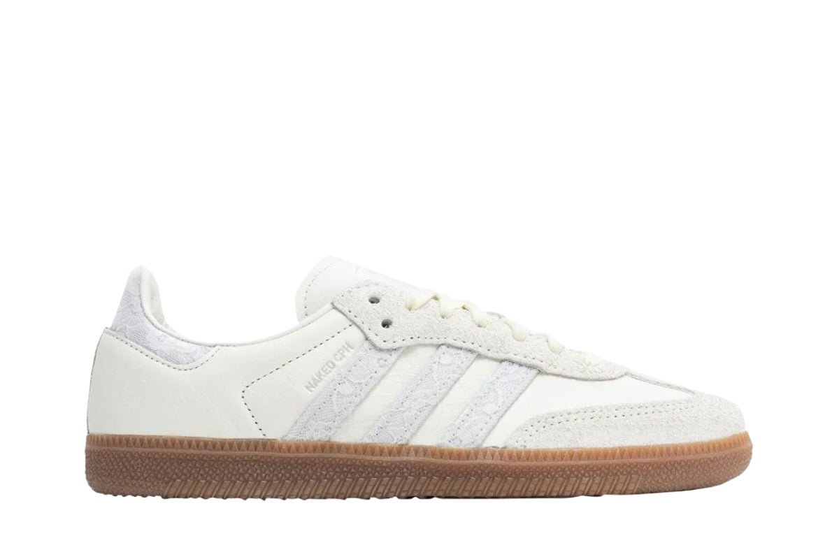 Tênis adidas Samba OG x Naked Consortium Off White Crystal White Branco - Visão Lateral