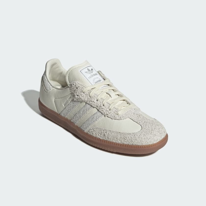 Tênis adidas Samba OG x Naked Consortium Off White Crystal White Branco - Vista Traseira