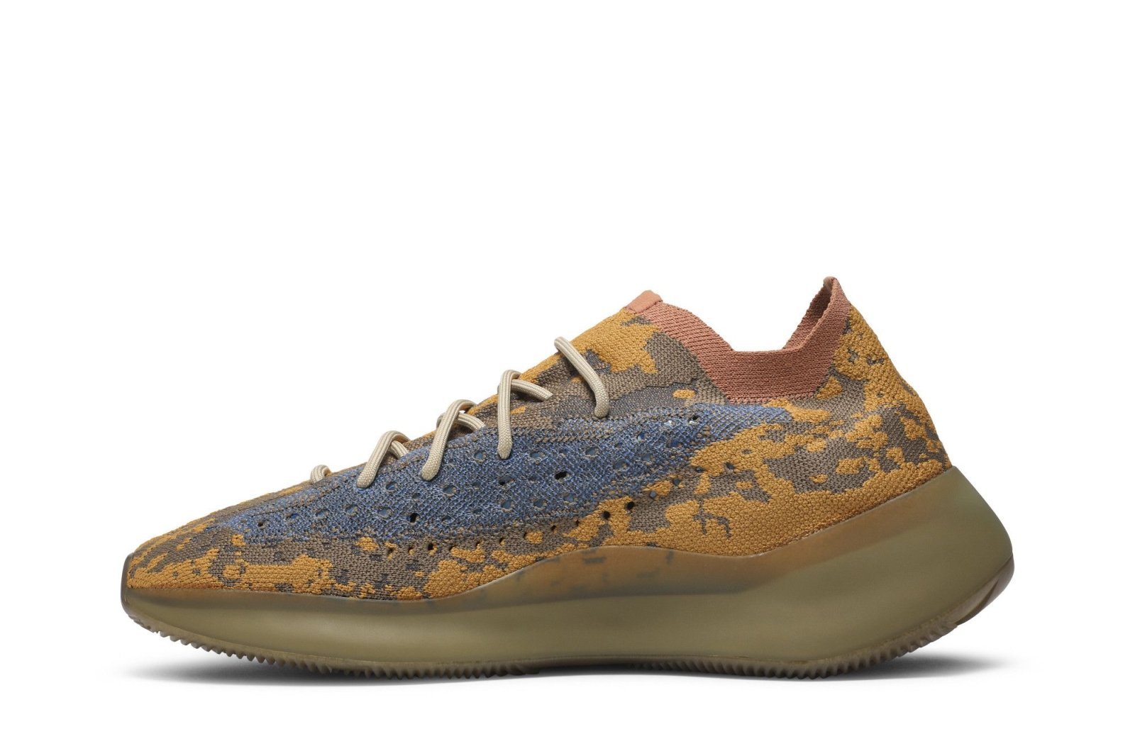 Tenis Adidas Yeezy Boost 380 Blue Oat Marrom - Detalhe do Cabedal