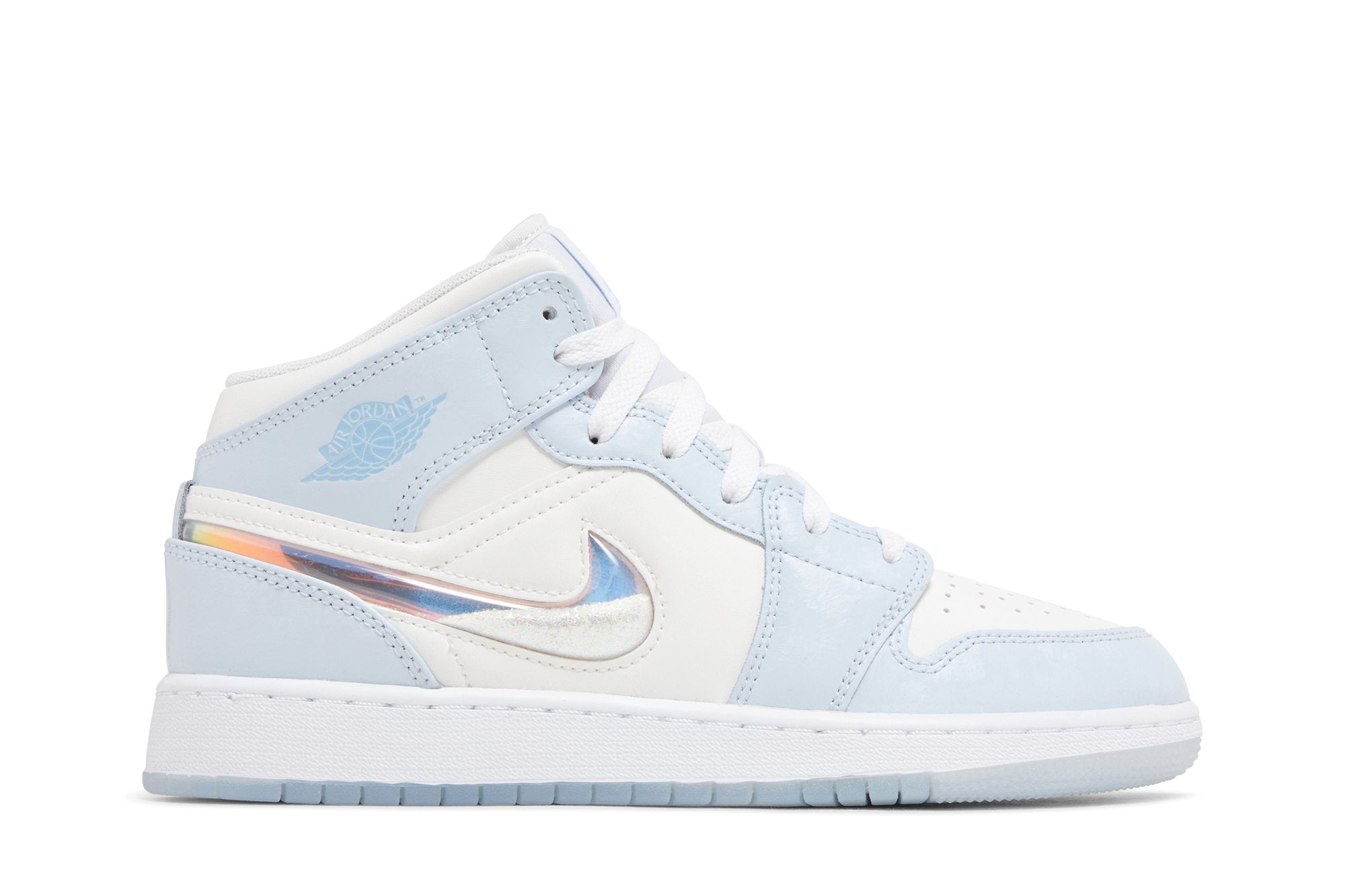 Imagem do Tênis Air Jordan 1 Mid Glitter Swoosh Azul
