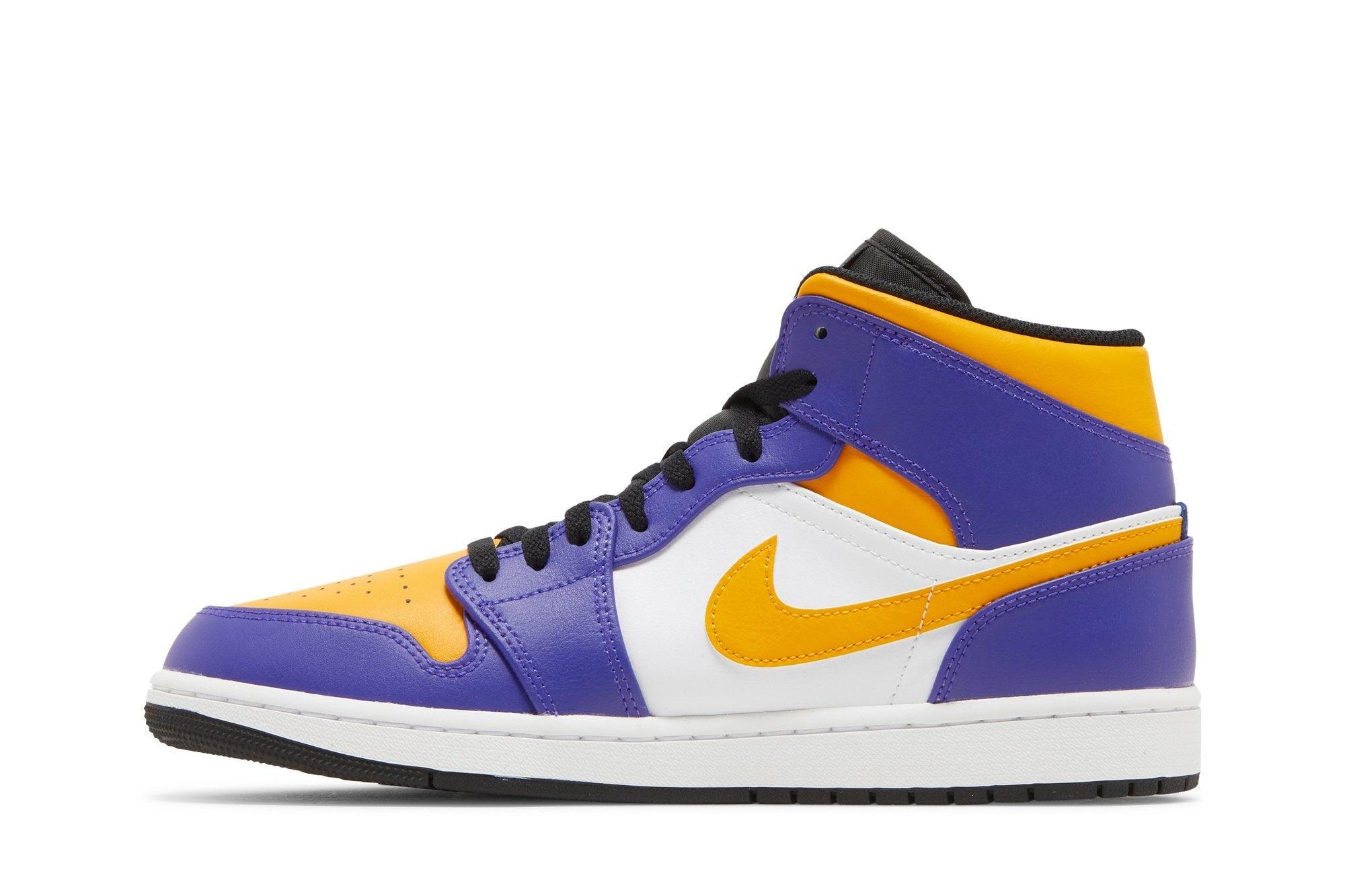Tênis Air Jordan 1 Mid Lakers Roxo/Amarelo 2