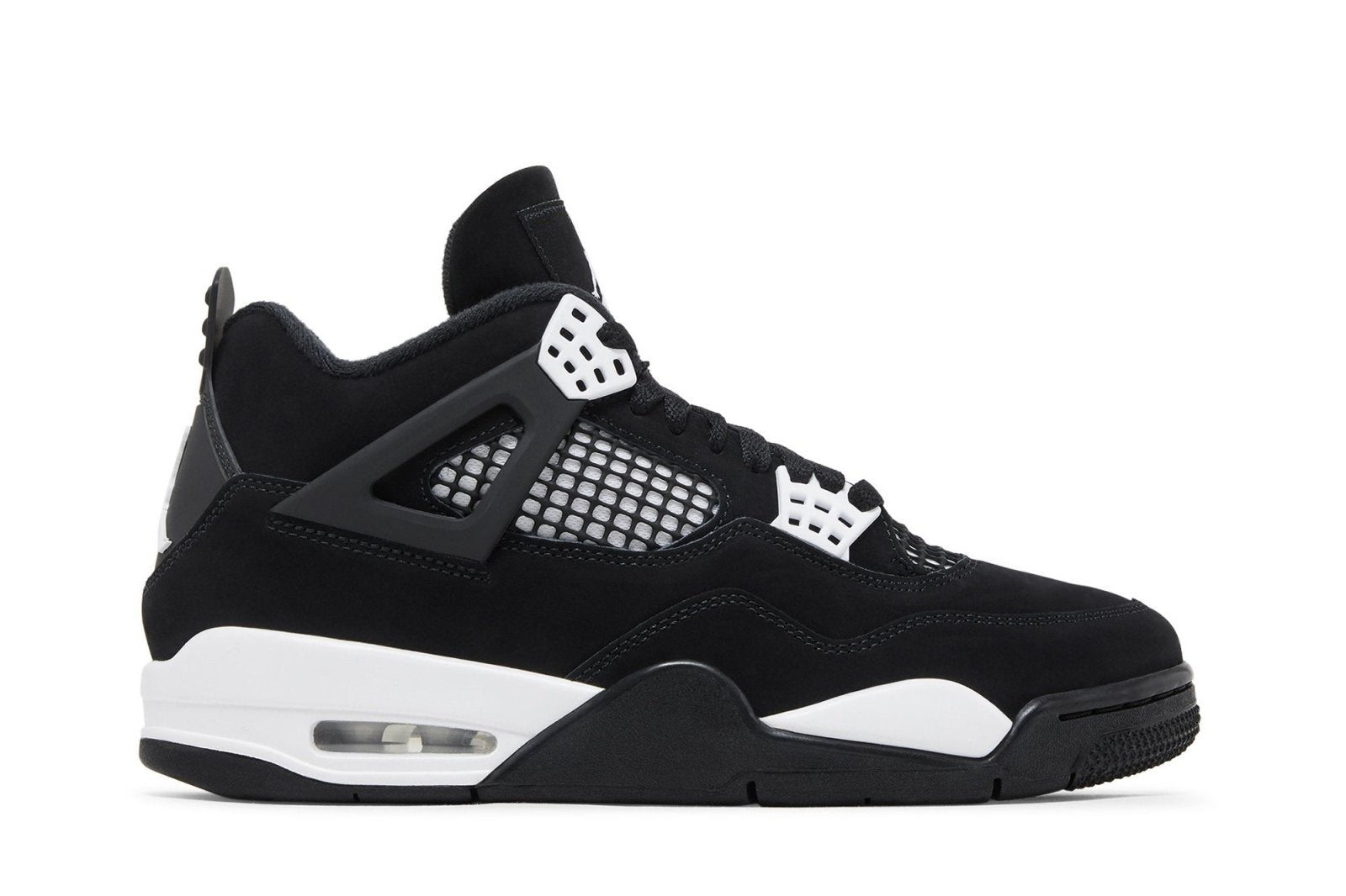 Tênis Air Jordan 4 Retro White Thunder Preto - Vista Lateral