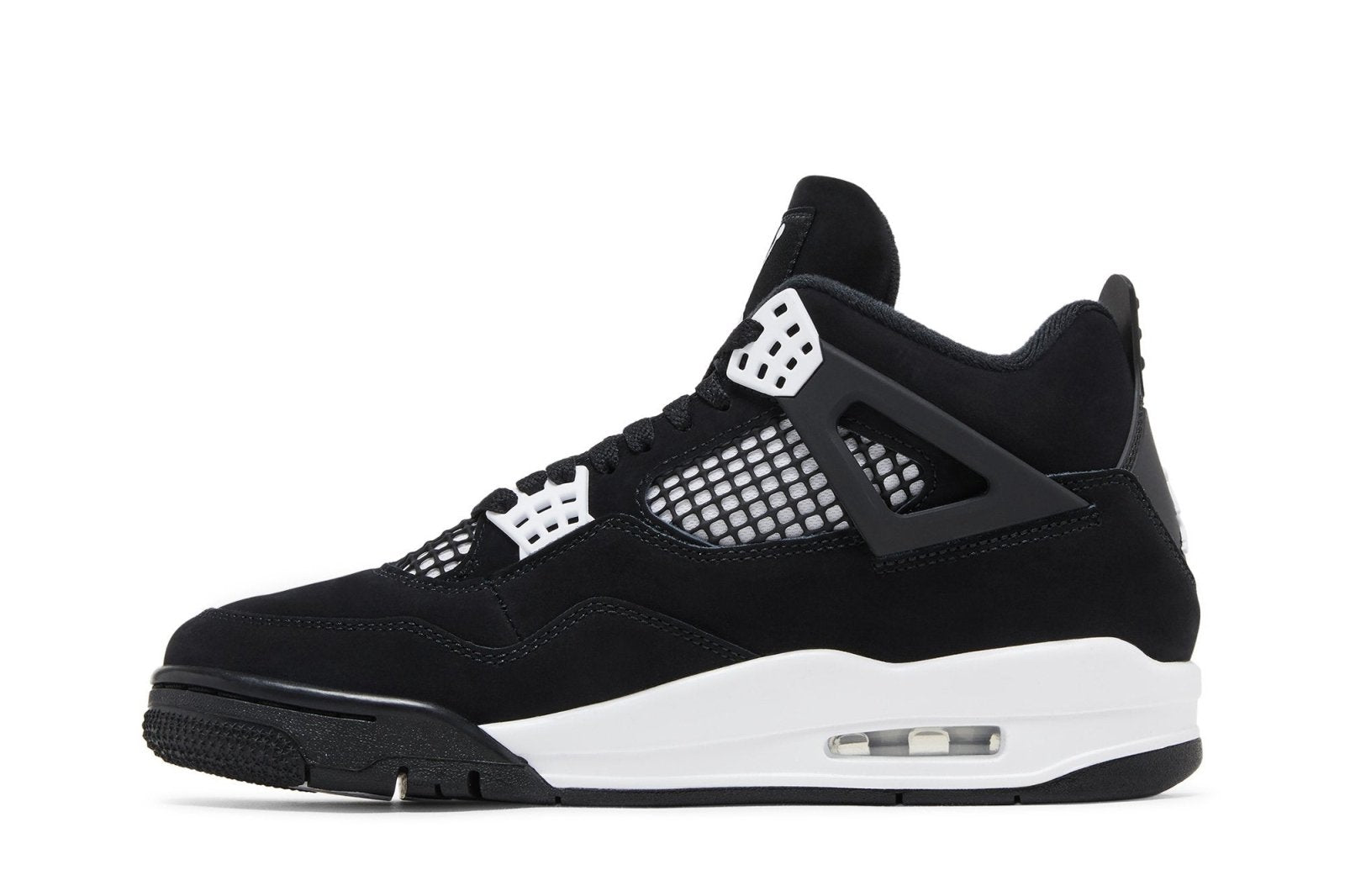 Tênis Air Jordan 4 Retro White Thunder Preto - Vista Frontal