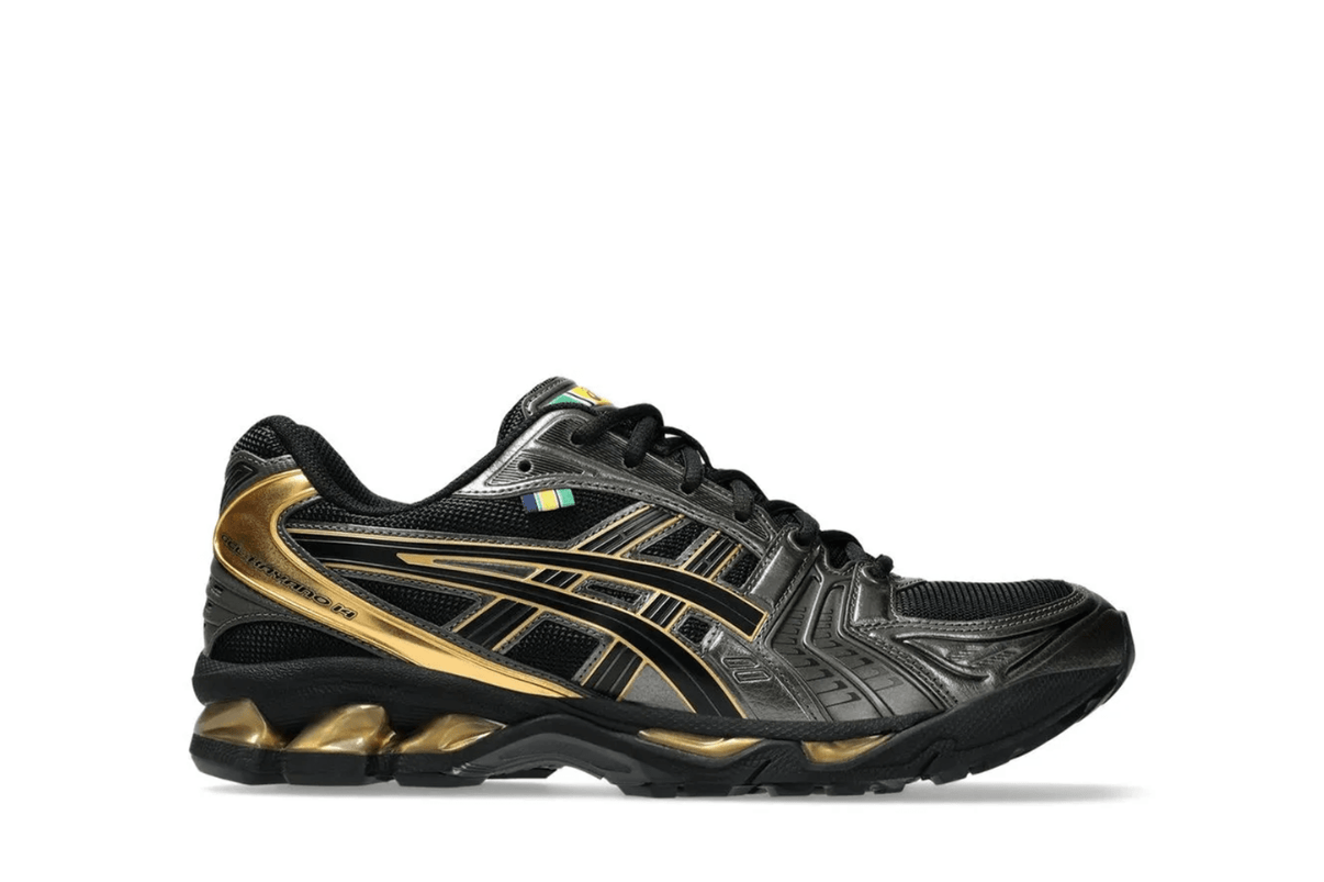 Tênis Asics Gel-Kayano 14 x Senna Black Gold Preto - Vista lateral