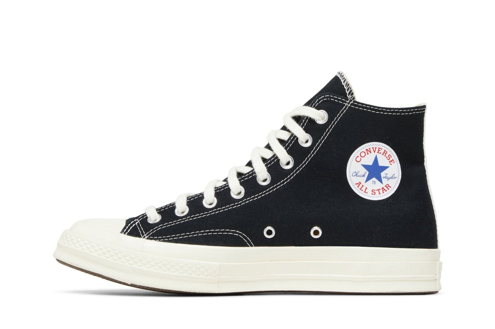 Tênis Converse Chuck 70 High x Comme des Garçons PLAY Preto - Detalhe do Coração
