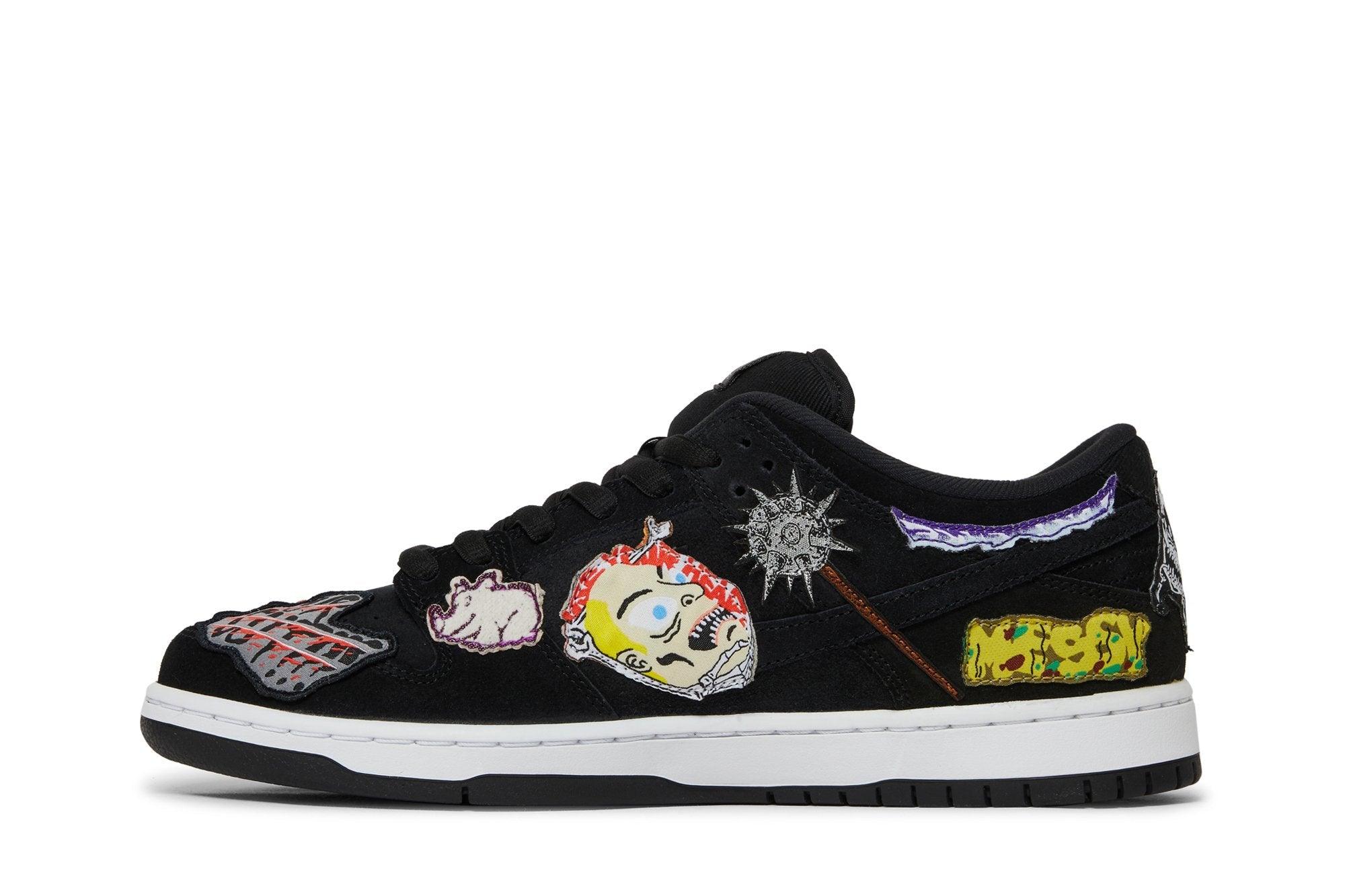 Tênis Neckface x Nike SB Dunk Low Pro Black Preto - Detalhe do Cabedal
