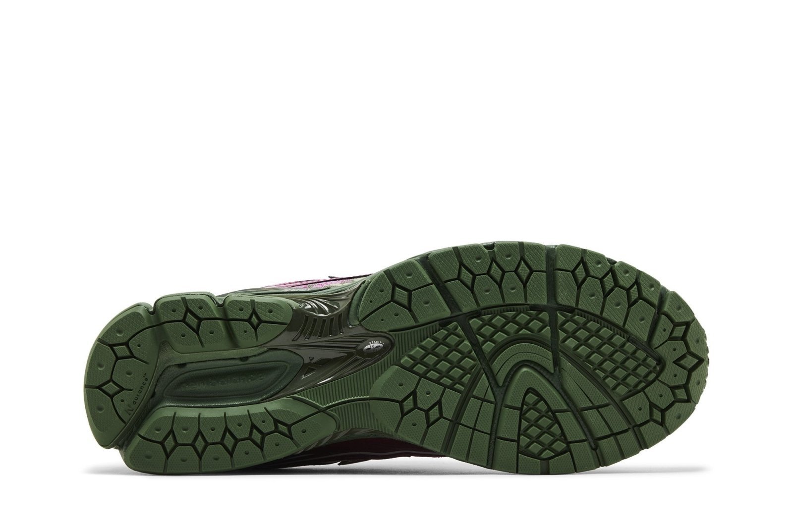 Tênis New Balance 1906R x Jack Harlow Fatigue Green Light Purple Metallic Rosa - Detalhe do design