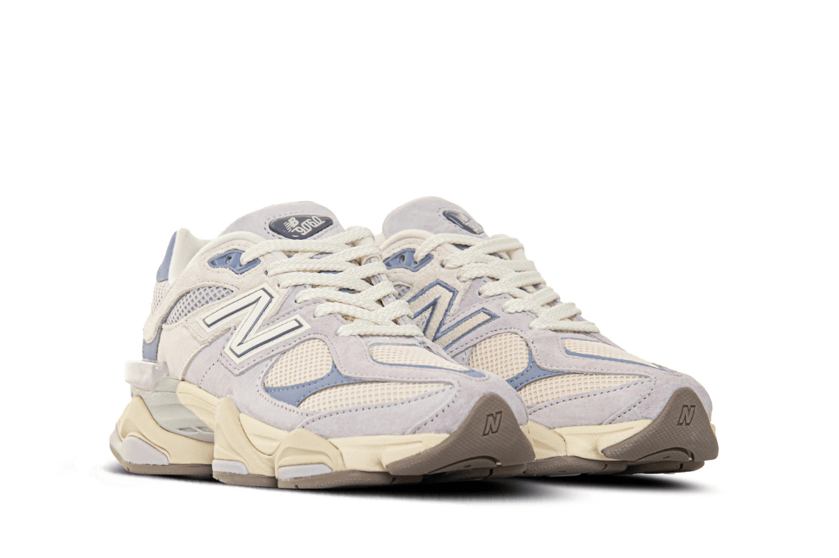 Tênis New Balance 9060 Pearl Grey Linen Azul - Tecnologia com presença
