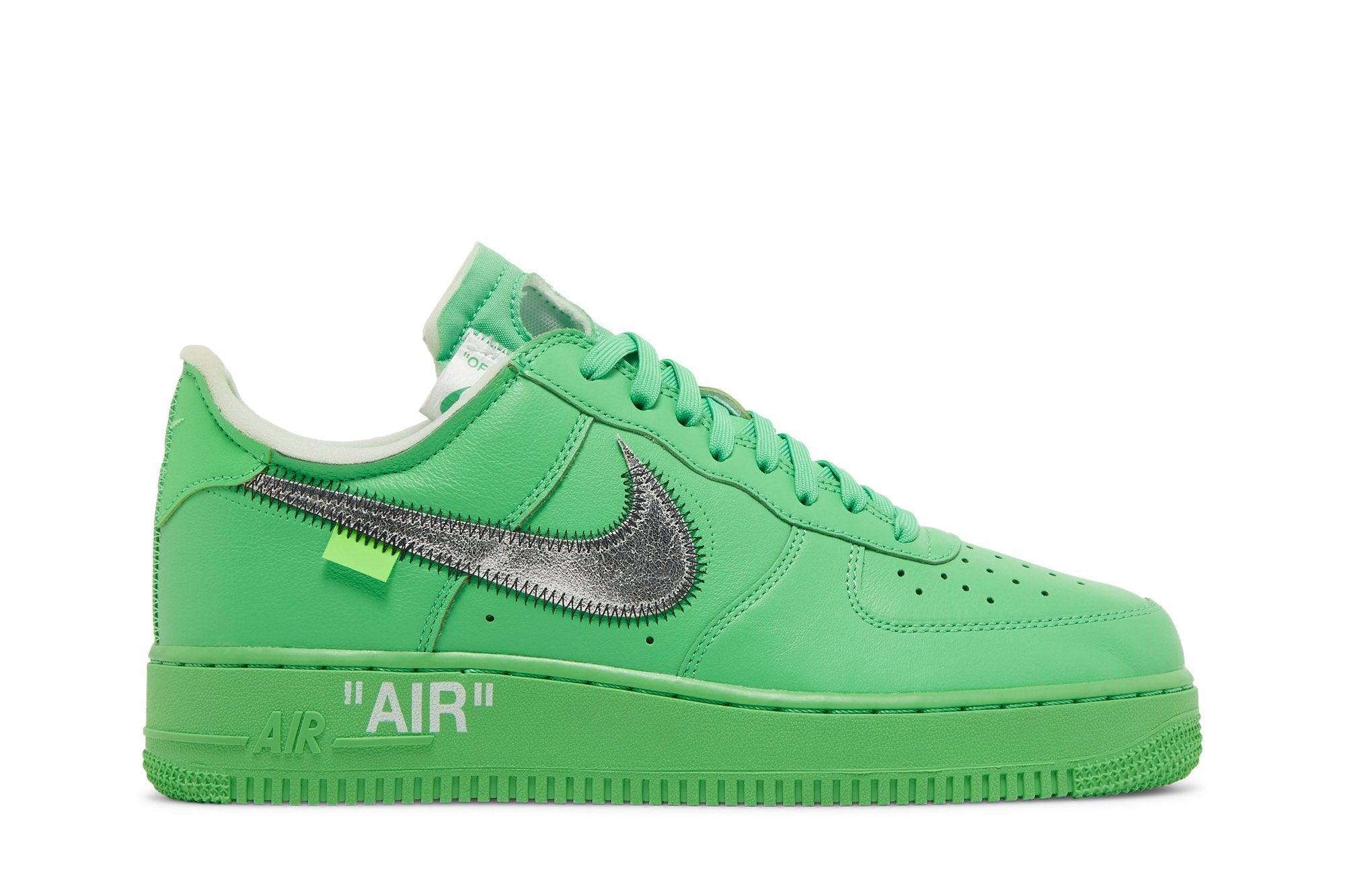 Tênis Off-White x Nike Air Force 1 Low Green Brooklyn Verde - Vista Lateral
