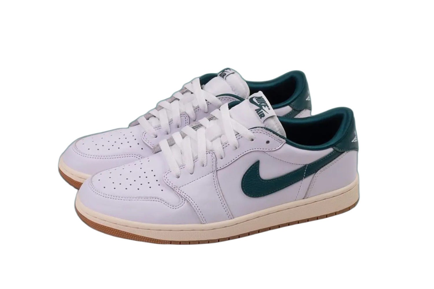 Tênis Air Jordan 1 Low OG Oxidized White Green Branco - Detalhe do Swoosh